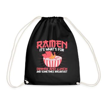 Ramen Noodle Soup Japanese Kawaii Gift Ramen - Drawstring Bag - black - Front
