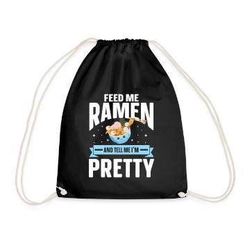 Ramen Noodle Soup Japanese Kawaii Gift Ramen - Drawstring Bag - black - Front