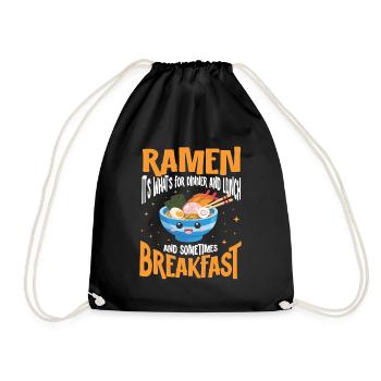Ramen Noodle Soup Japanese Kawaii Gift Ramen - Drawstring Bag - black - Front