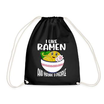 Ramen Noodle Soup Japanese Kawaii Gift Ramen - Drawstring Bag - black - Front