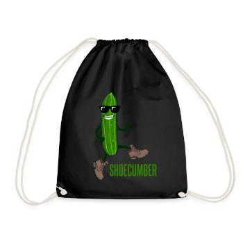 Gurke mit Schuhen Shoecumber Gurken - Turnbeutel - Schwarz - Vorne