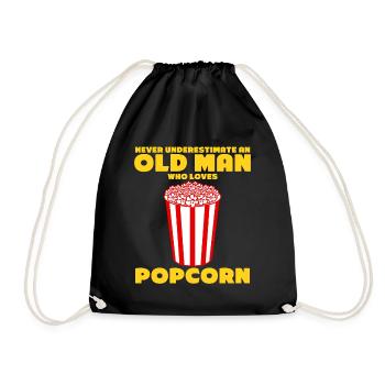 Old Man with Popcorn - Drawstring Bag - black - Front