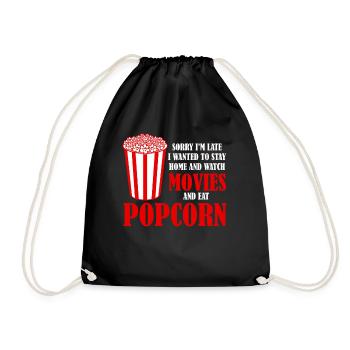 Popcorn and Movies - Drawstring Bag - black - Front
