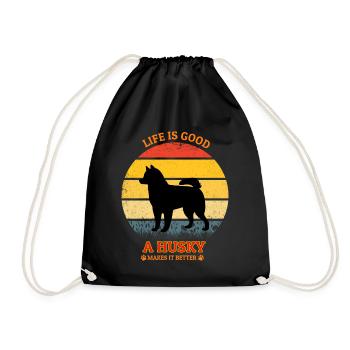 Life Is Good A Husky Makes It Better - Turnbeutel - Schwarz - Vorne