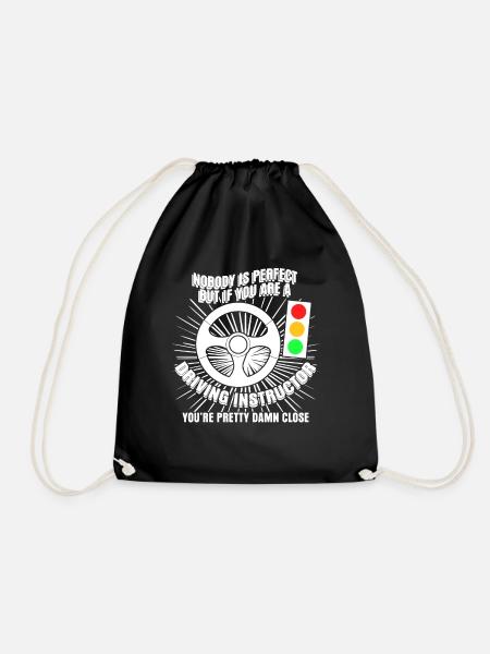 Driving instructor Saying joke driving school - Drawstring Bag - black