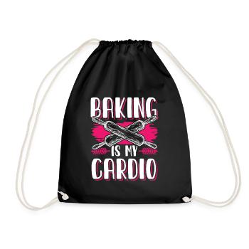 backen cardio - Turnbeutel - Schwarz - Vorne