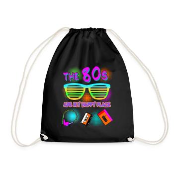 80s 1980 Disco Party 80s - Drawstring Bag - black - Front