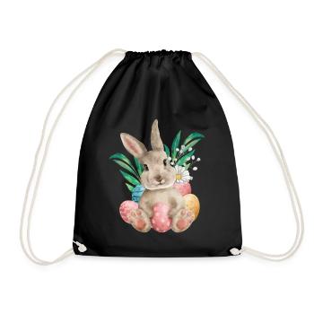 Aquarell-osterhase Und -eier - Turnbeutel - Schwarz - Vorne