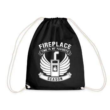 Stove Woodburning stove Firewood Fireplace - Drawstring Bag - black - Front