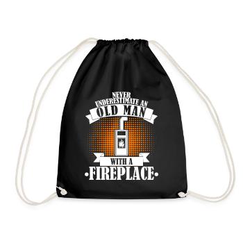 Fireplace Stove Woodburning stove Firewood - Drawstring Bag - black - Front