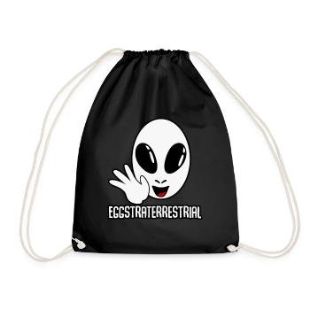 Alien Ei Außerirdischer Eierkopf - Turnbeutel - Schwarz - Vorne