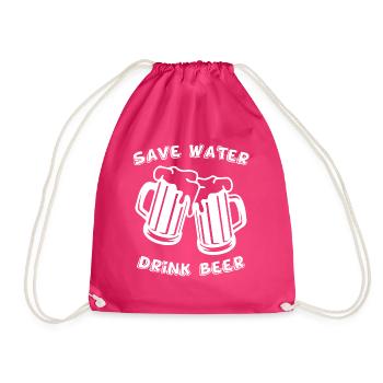 Lustiger Bier Spruch Geschenkidee Party - Turnbeutel - Fuchsia - Vorne