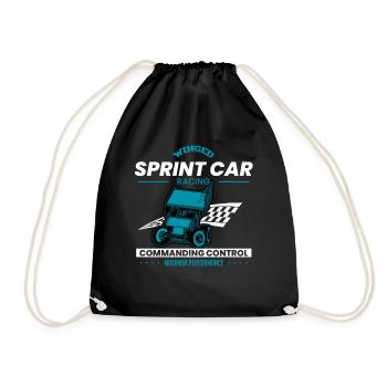 Sprint car races, sprint cars, dirt track races - Drawstring Bag - black - Front