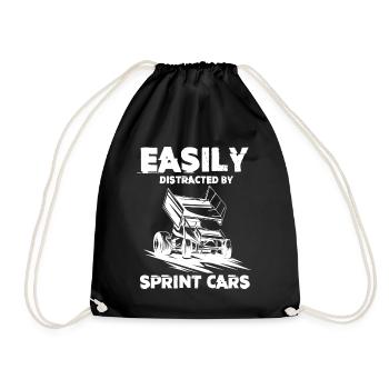 Sprint car races, sprint cars, dirt track races - Drawstring Bag - black - Front