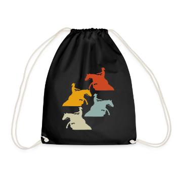 Reining Riding Retro Western Riding - Drawstring Bag - black - Front