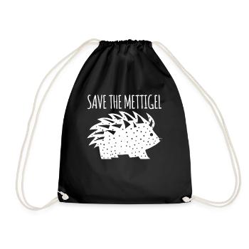 Mettigel Hackfleisch Mett Mettbrötchen - Turnbeutel - Schwarz - Vorne
