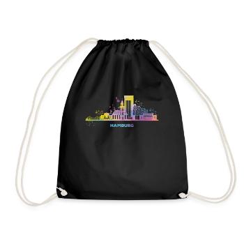 Hamburg Skyline Colorful Cityscape Hamburg - Drawstring Bag - black - Front
