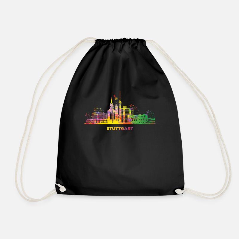 Stadtbild Stuttgart Skyline Bunt Stuttgarter - Turnbeutel - Schwarz