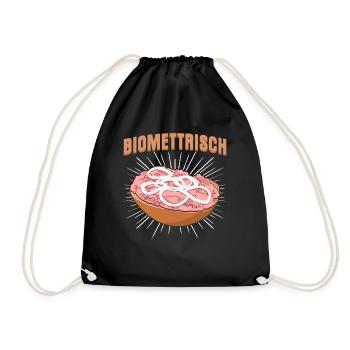 Mettbrötchen Biomettrisch Mettigel Mett - Turnbeutel - Schwarz - Vorne