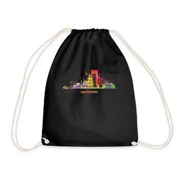 Hamburg Skyline Colorful Cityscape Hamburg - Drawstring Bag - black - Front