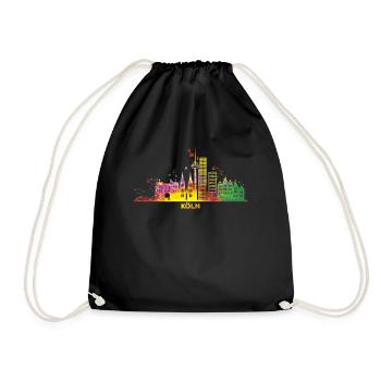 Kölner Skyline Bunt Stadtbild Köln - Turnbeutel - Schwarz - Vorne
