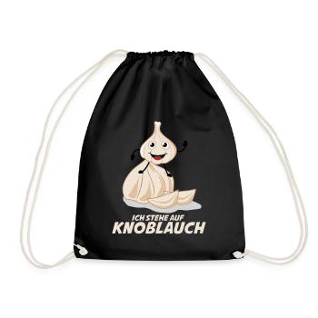 Knoblauch Spruch lustig Knoblauchzehen - Turnbeutel - Schwarz - Vorne