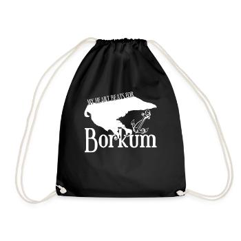 Borkum Karte - Turnbeutel - Schwarz - Vorne