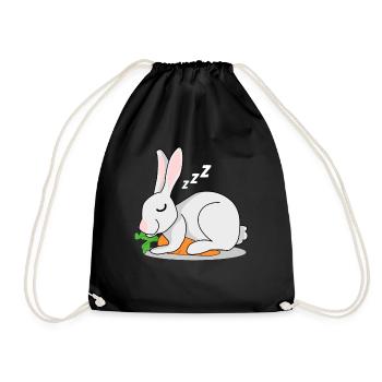 Rabbit with carrot sleeps rabbit rabbit - Drawstring Bag - black - Front