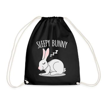 Rabbit Rabbit sleeping rabbit - Drawstring Bag - black - Front