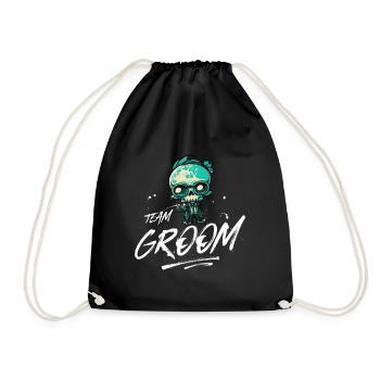 Team Groom Wedding Skeleton - Drawstring Bag - black - Front