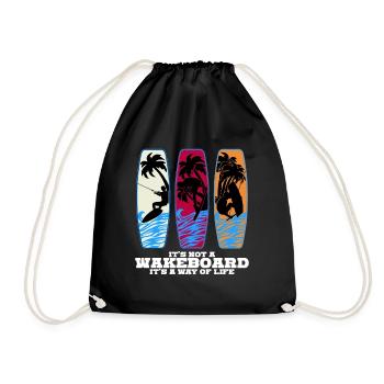 Wakeboard Wakeboarder Wakeboards - Drawstring Bag - black - Front
