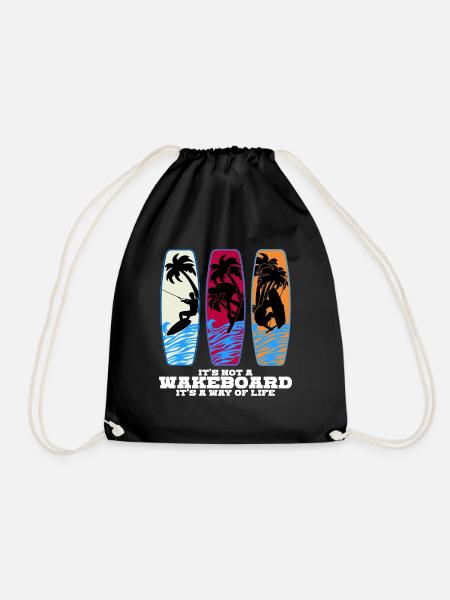 Wakeboard Wakeboarder Wakeboards - Drawstring Bag - black