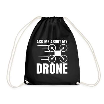 Drohne Quadcopter Quadrocopter Drone - Turnbeutel - Schwarz - Vorne