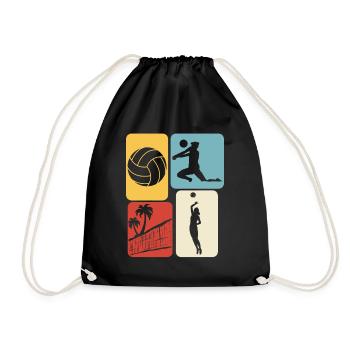 Beach Volleyball retro Volleyballspieler - Turnbeutel - Schwarz - Vorne
