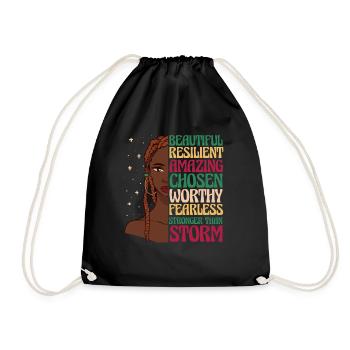 African American Afro Heritage Girl Quote - Drawstring Bag - black - Front