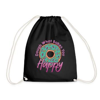 Dough What Bakes You Happy Bäckerei - Turnbeutel - Schwarz - Vorne