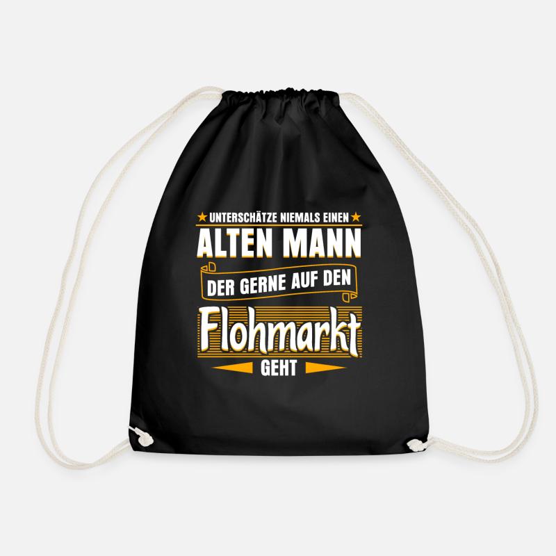 Flohmarkt Händler Trödelmarkt - Turnbeutel - Schwarz
