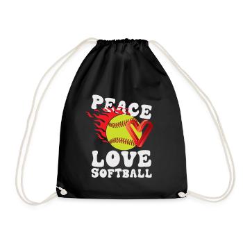 Mädchen Frieden Liebe Softball - Turnbeutel - Schwarz - Vorne