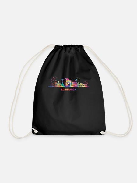 Edinburgh skyline cityscape Edinburgh - Drawstring Bag - black