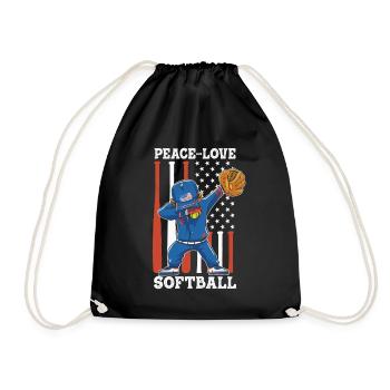 Mädchen Frieden Liebe Softball - Turnbeutel - Schwarz - Vorne