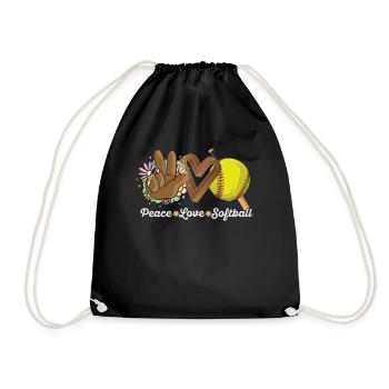 Mädchen Frieden Liebe Softball - Turnbeutel - Schwarz - Vorne