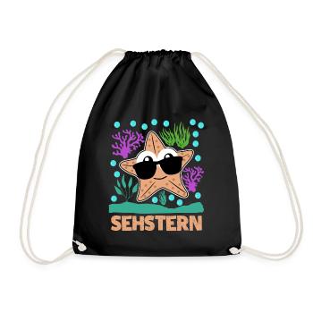 Seestern Sehstern Witz Sonnenbrille - Turnbeutel - Schwarz - Vorne