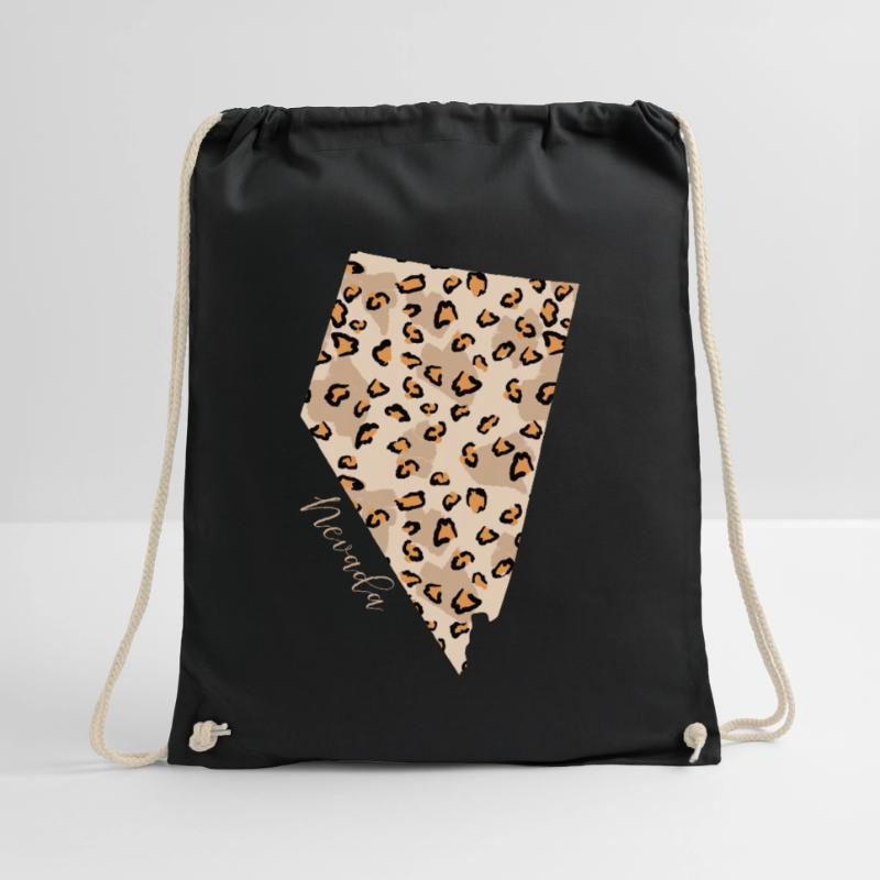 Nevada Leopard Pattern Map Leo Drawstring Bag