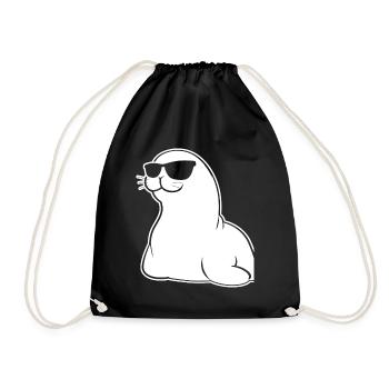 Seal seal with sunglasses seal - Drawstring Bag - black - Front