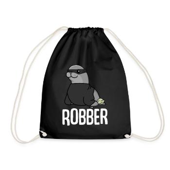 Robbe Dieb Räuber Einbrecher Seerobbe - Turnbeutel - Schwarz - Vorne