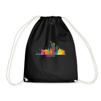 Kölner Skyline Bunt Stadtbild Köln - Turnbeutel - Schwarz - Vorne