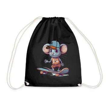 Skateboard Maus Skateboarder Nagetier cool sk8 - Turnbeutel - Schwarz - Vorne