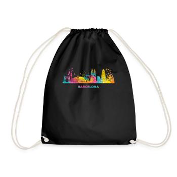 Barcelonische Skyline Barcelona - Turnbeutel - Schwarz - Vorne