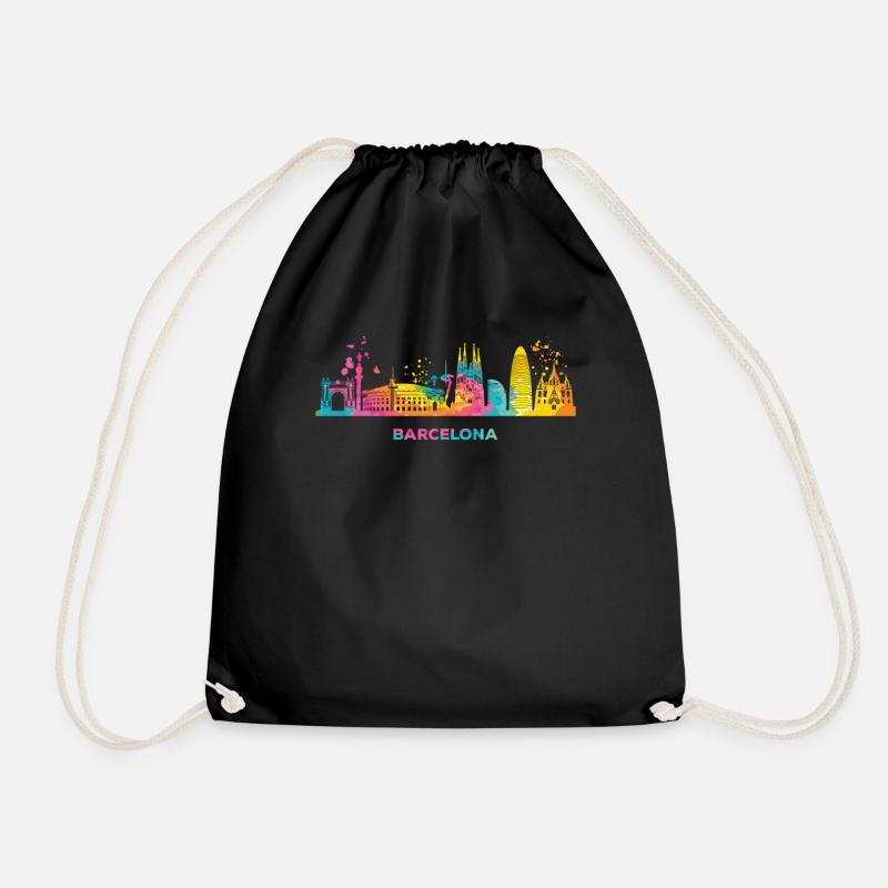 Barcelonische Skyline Barcelona - Turnbeutel - Schwarz