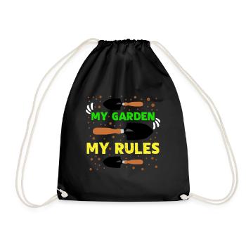 Garden rules gardeners landscaping farmers - Drawstring Bag - black - Front